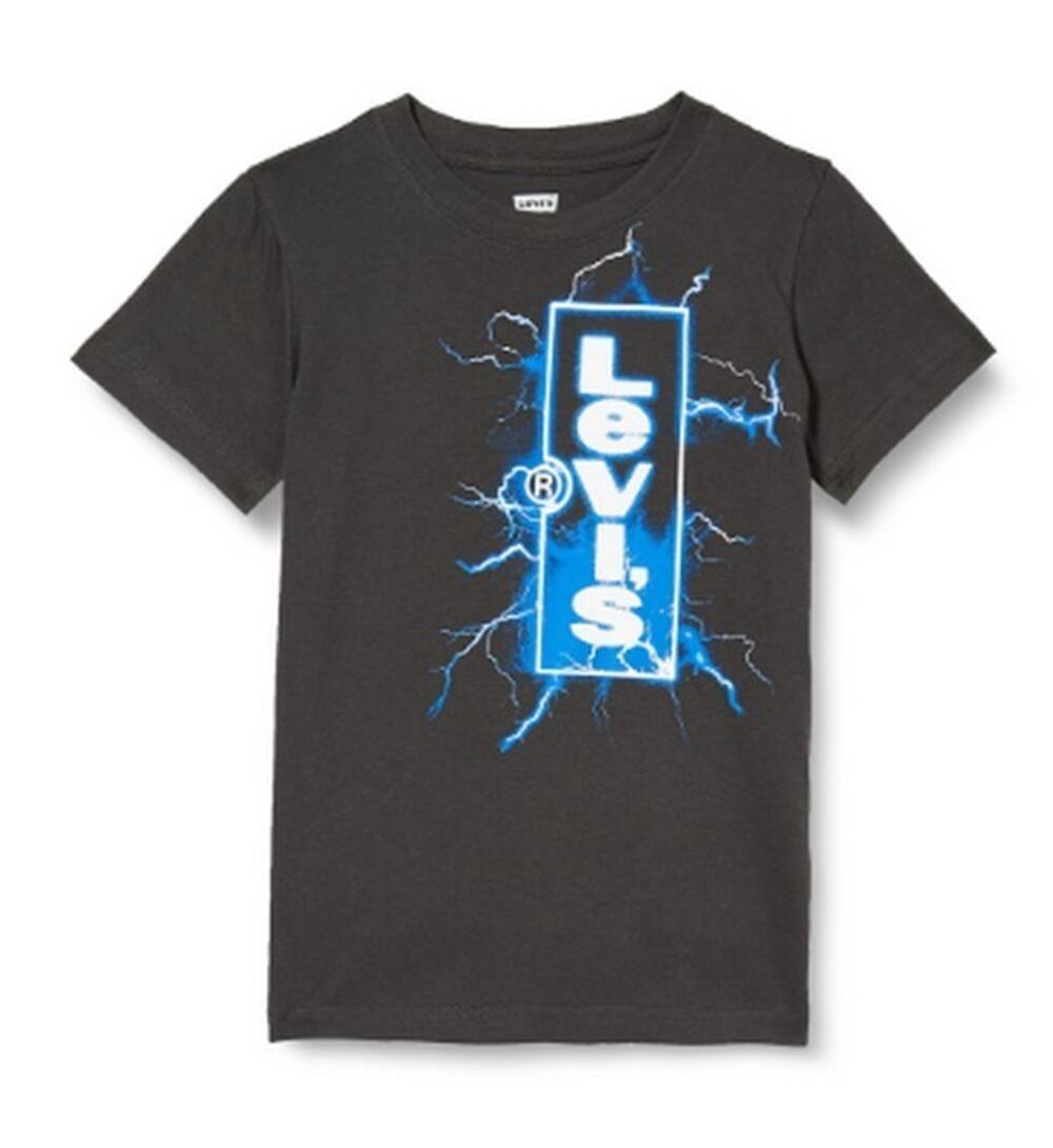 NWT Levi’s Kids Black Logo Blue Light Graphic Tee – Size Medium (10–12 Years)